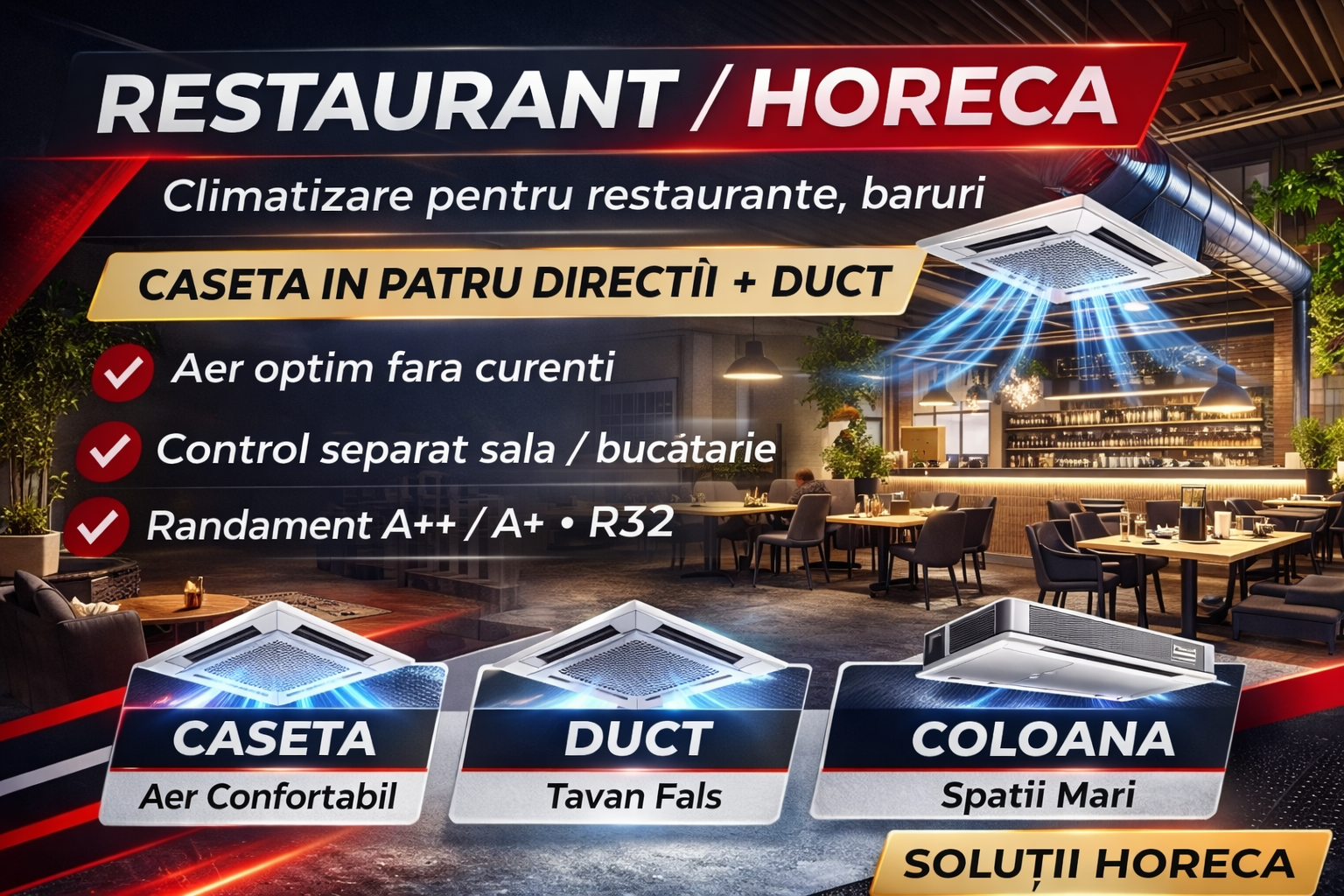 Aer conditionat pentru restaurant / bar / pizzerie (HoReCa) - AirPro Express